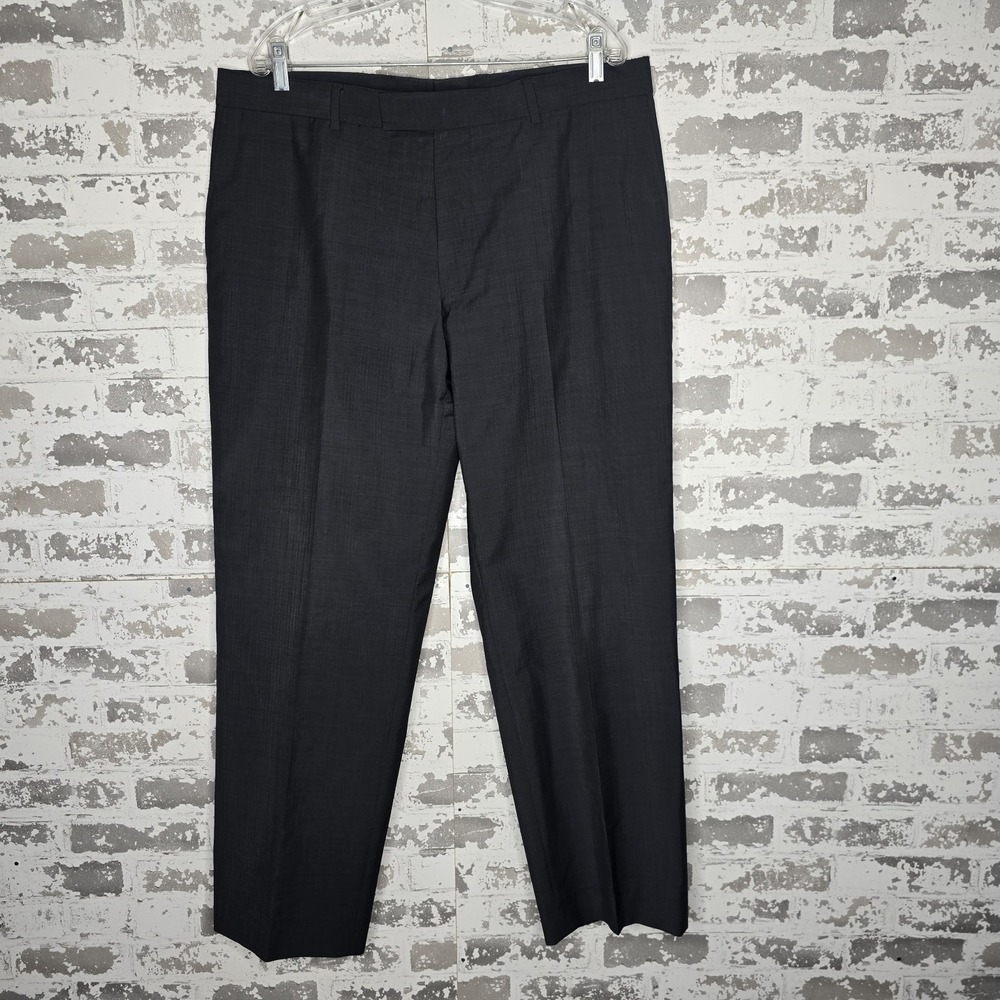 Hugo‎ Boss Dress Pants Mens Gray 100% Wool James Brown Straight Leg Flat Front